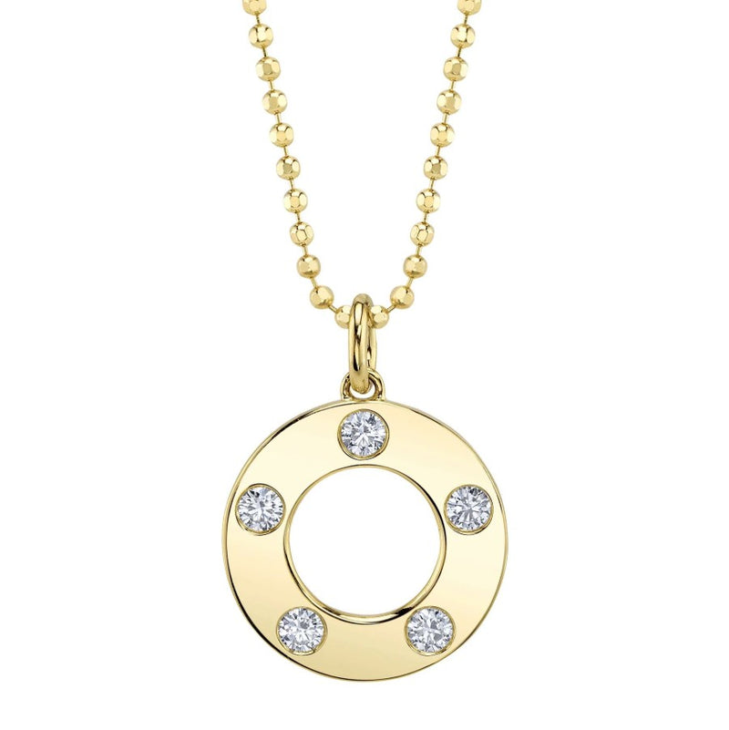 14K Gold Diamond Circle Necklace