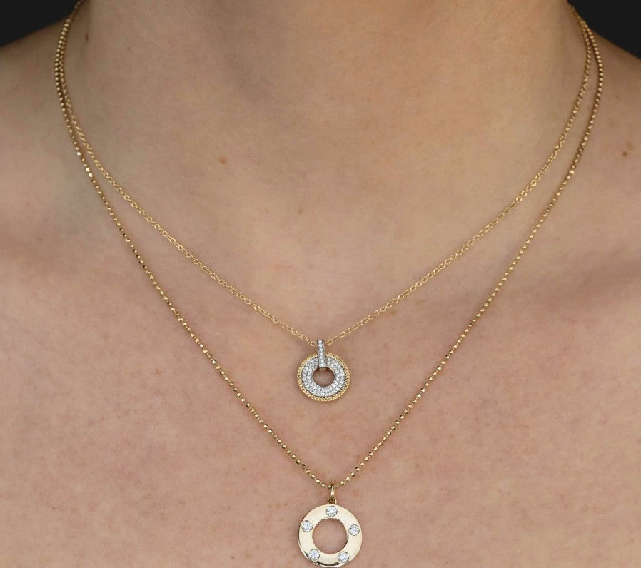 14K Gold Diamond Circle Necklace