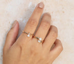 14K Yellow Gold Bypass Pearl & Diamond Ring