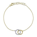 14K Yellow & White Gold Double Circle Bracelet With Diamonds