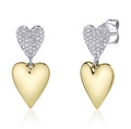 14K White & Yellow Gold Pavé Diamond Heart Drop Earrings