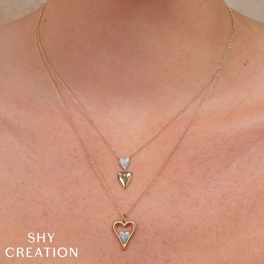14K Gold Heart Diamond Necklace