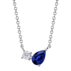 14K White Gold Two Stone Necklace