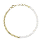 14K Yellow Gold Beaded Bracelet Cultured Pearls