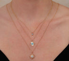 14K Gold Fluted Pave Diamond Eye Necklace