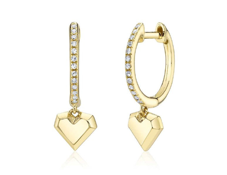 14K Yellow Gold Diamond Huggie Earrings