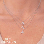 14K Yellow Gold Diamond Pave Initial Necklace