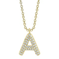 14K Yellow Gold Diamond Pave Initial Necklace