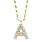 14K Yellow Gold Diamond Pave Initial Necklace