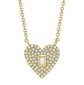 14K Gold Small Diamond Pave Heart Necklace