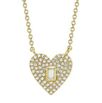 14K Gold Small Diamond Pave Heart Necklace