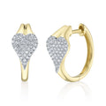 14K Yellow Gold Small Diamond Pave Hoop Earrings