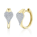 14K Yellow Gold Small Diamond Pave Hoop Earrings