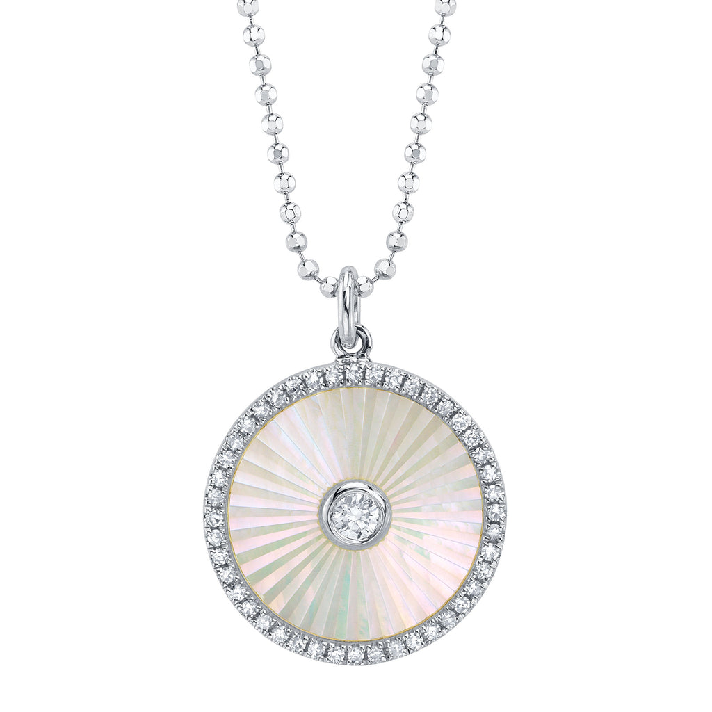 14K White Gold Medallion Necklace