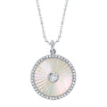 14K White Gold Medallion Necklace