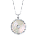14K White Gold Medallion Necklace