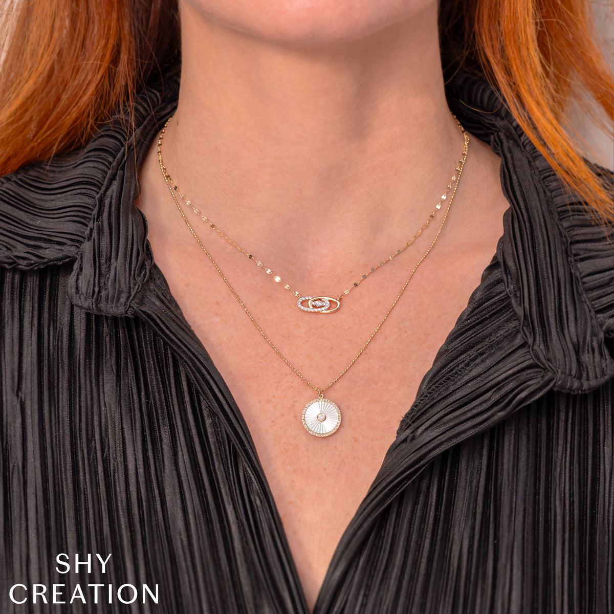 14K White Gold Medallion Necklace