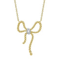 14K Yellow Gold Diamond Bow Necklace