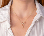 14K Yellow Gold Diamond Bow Necklace
