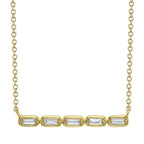 14K Yellow Gold Diamond Bar Necklace
