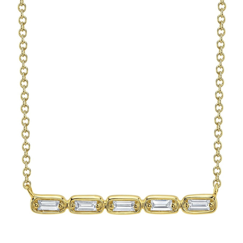 14K Yellow Gold Diamond Bar Necklace