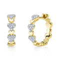 14K Yellow Gold Diamond Heart Huggie Earrings