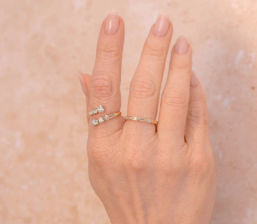 14K Yellow Gold Bypass Diamond Fashion Ring