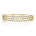 14K Gold Crown Set Three Row Bangle Diamond Bracelet