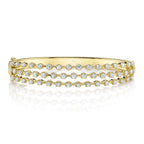 14K Gold Crown Set Three Row Bangle Diamond Bracelet