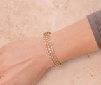 14K Gold Crown Set Three Row Bangle Diamond Bracelet