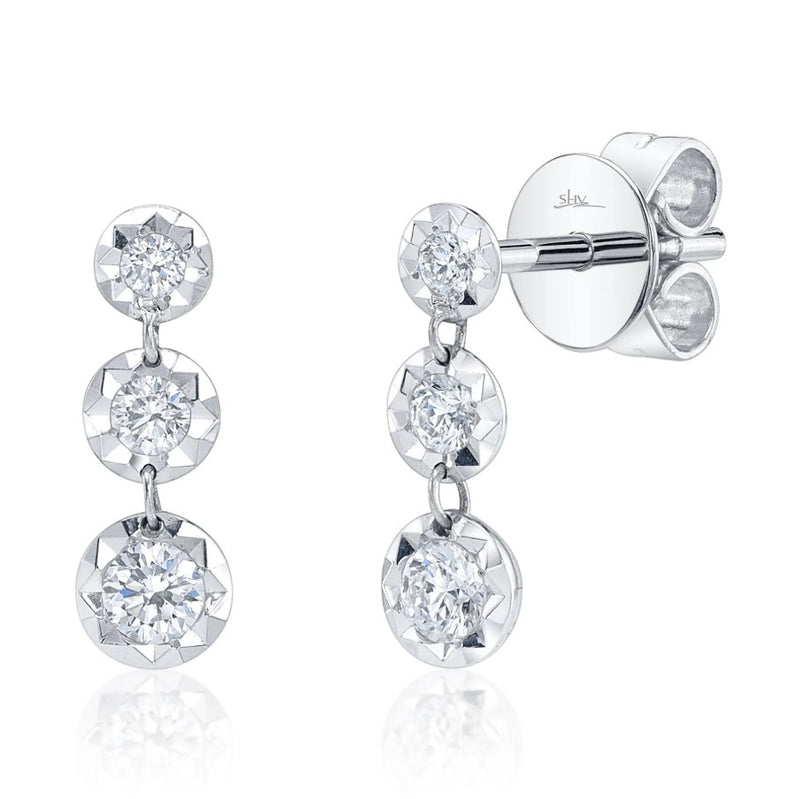 14K White Gold Diamond Drop Earrings