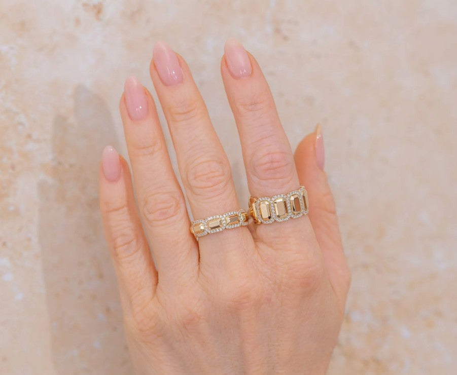 14K Gold Diamond Geo Cut Fashion Ring