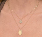 14K Yellow Gold Diamond and Mother of Pearl Pendant Necklace