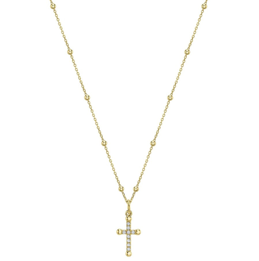 14K Yellow Gold Diamond Small Cross Pendant