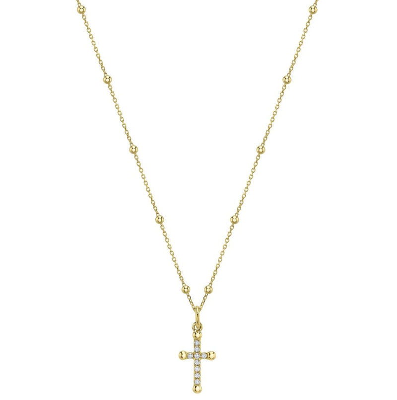 14K Yellow Gold Diamond Small Cross Pendant