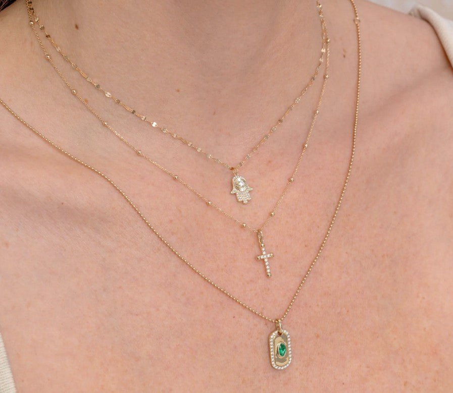 14K Yellow Gold Diamond Small Cross Pendant