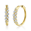 14K Yellow Gold Double Row Hoop Diamond Earrings