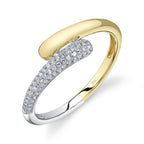 Two Tone 14K Yellow & White Gold Bypass Diamond Fashion Ring