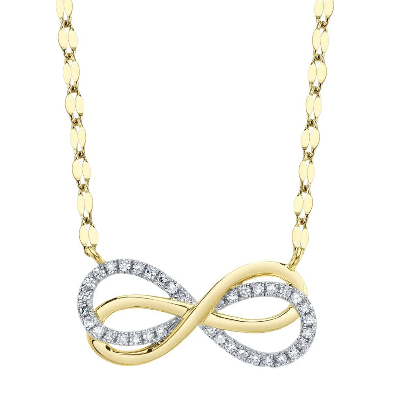 14K Gold Sparkle Chain Double Infinity Diamond Necklace