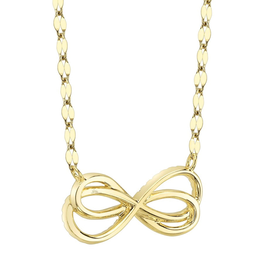 14K Gold Sparkle Chain Double Infinity Diamond Necklace