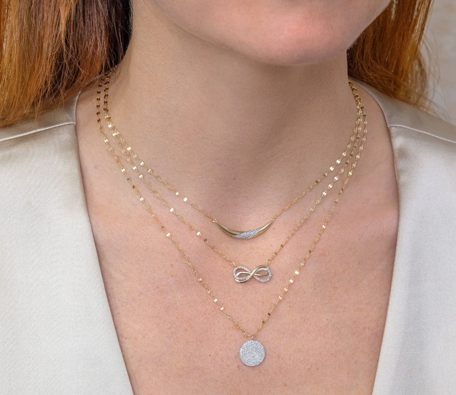 14K Gold Sparkle Chain Double Infinity Diamond Necklace
