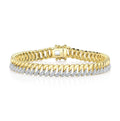 14K Yellow Gold Half Diamond & Curb Link Bracelet