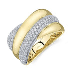 Two-Tone 14K Yellow & White Gold Cross Over Diamond Ring