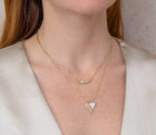 14K Yellow Gold Bar " MOM " Diamond Necklace