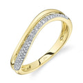 14K Yellow Gold Pave Diamond Curved Fashion Ring