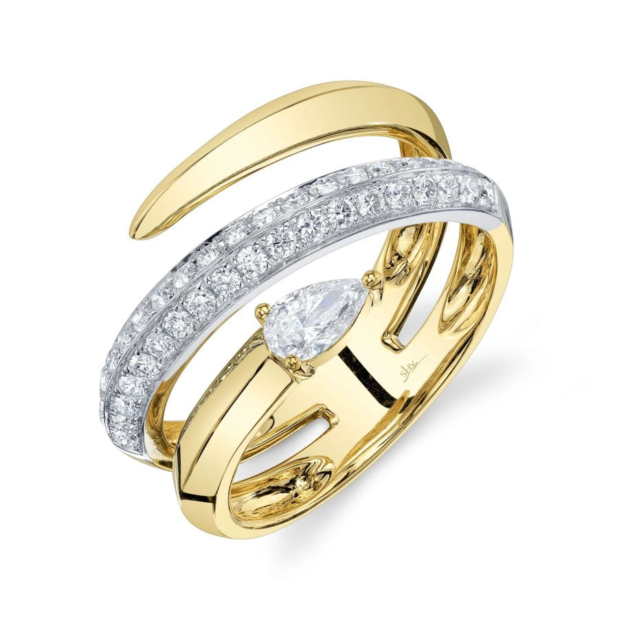 Two-Tone 14K Yellow & White Gold Bypass Diamond Ring