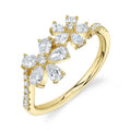 14K Yellow Gold Diamond Flower Ring