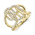 14K Yellow Gold Geometric Diamond Fashion Ring