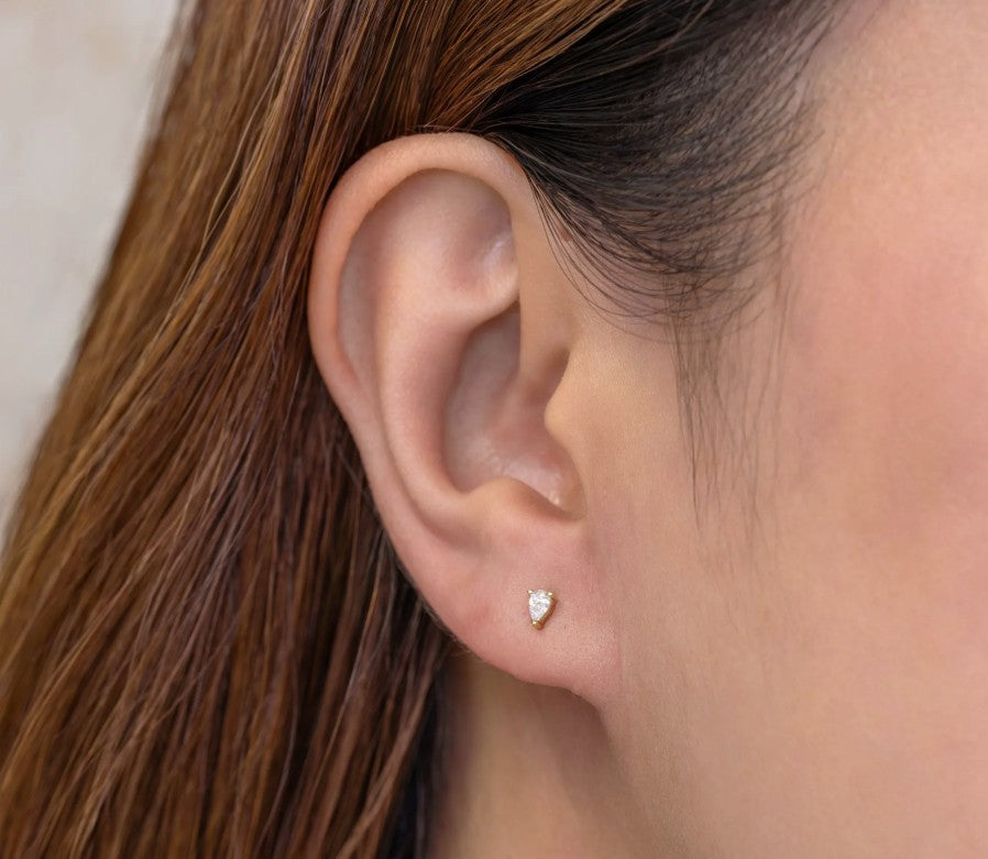14K Yellow Gold Diamond Pear Stud Earrings