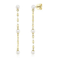 14K Gold Pearl Dangle Earrings